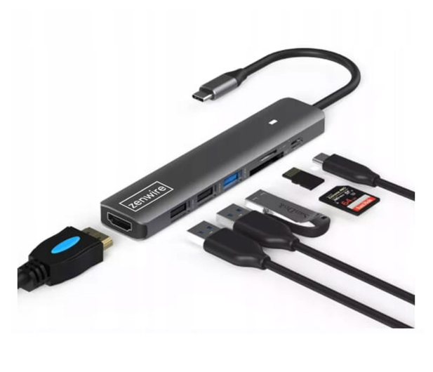 Zenwire Hub USB-C 7w1 HDMI 4K USB 3.0 SD PD 100W Macbook - 1604635 - zdjęcie 2